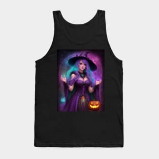 Halloween Spooky Neon Black Magic Witch Tank Top